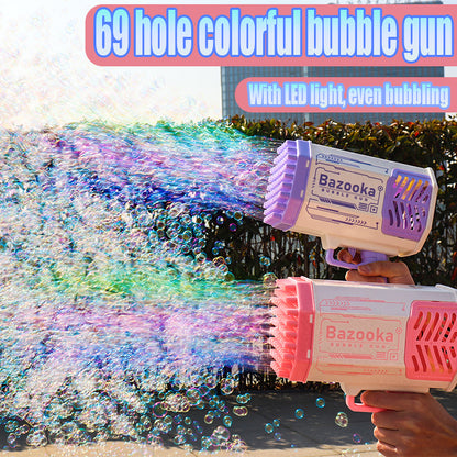 Bubbles Machine Gun Shape Automatic Blower With Light Toys For Kids Pomperos