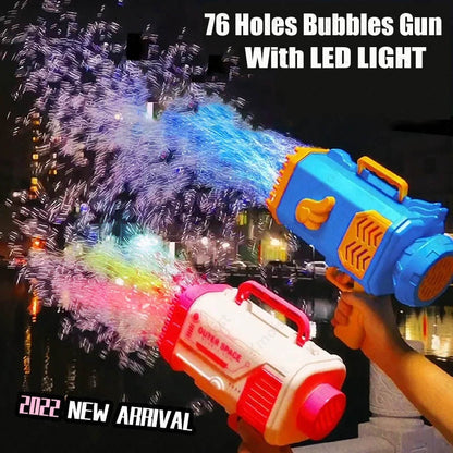 Bubbles Machine Gun Shape Automatic Blower With Light Toys For Kids Pomperos