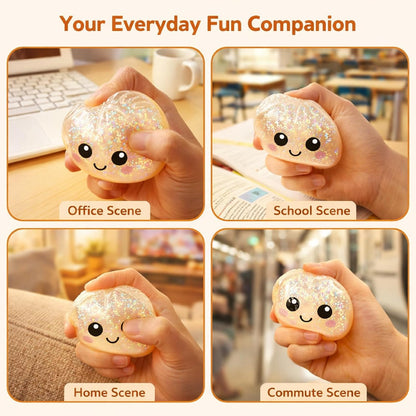 Giant Glitter Dumpling Squishy Toy – Slow Rising Sensory Stress Relief Fidget (pack of 2)