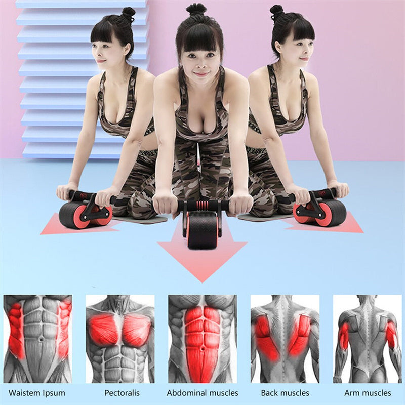 Double Wheel Abdominal Exerciser Women Men Automatic Rebound Ab Wheel Roller Waist Trainer Gym