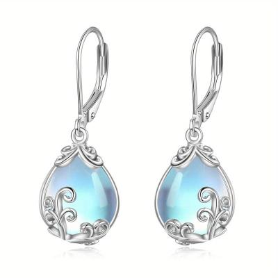 Moonstone Wave Waterdrop Earrings For Women