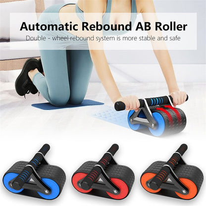 Double Wheel Abdominal Exerciser Women Men Automatic Rebound Ab Wheel Roller Waist Trainer Gym